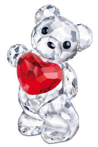五彩繽紛水晶的　純潔透明泰迪熊吊飾